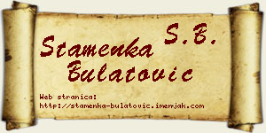 Stamenka Bulatović vizit kartica
